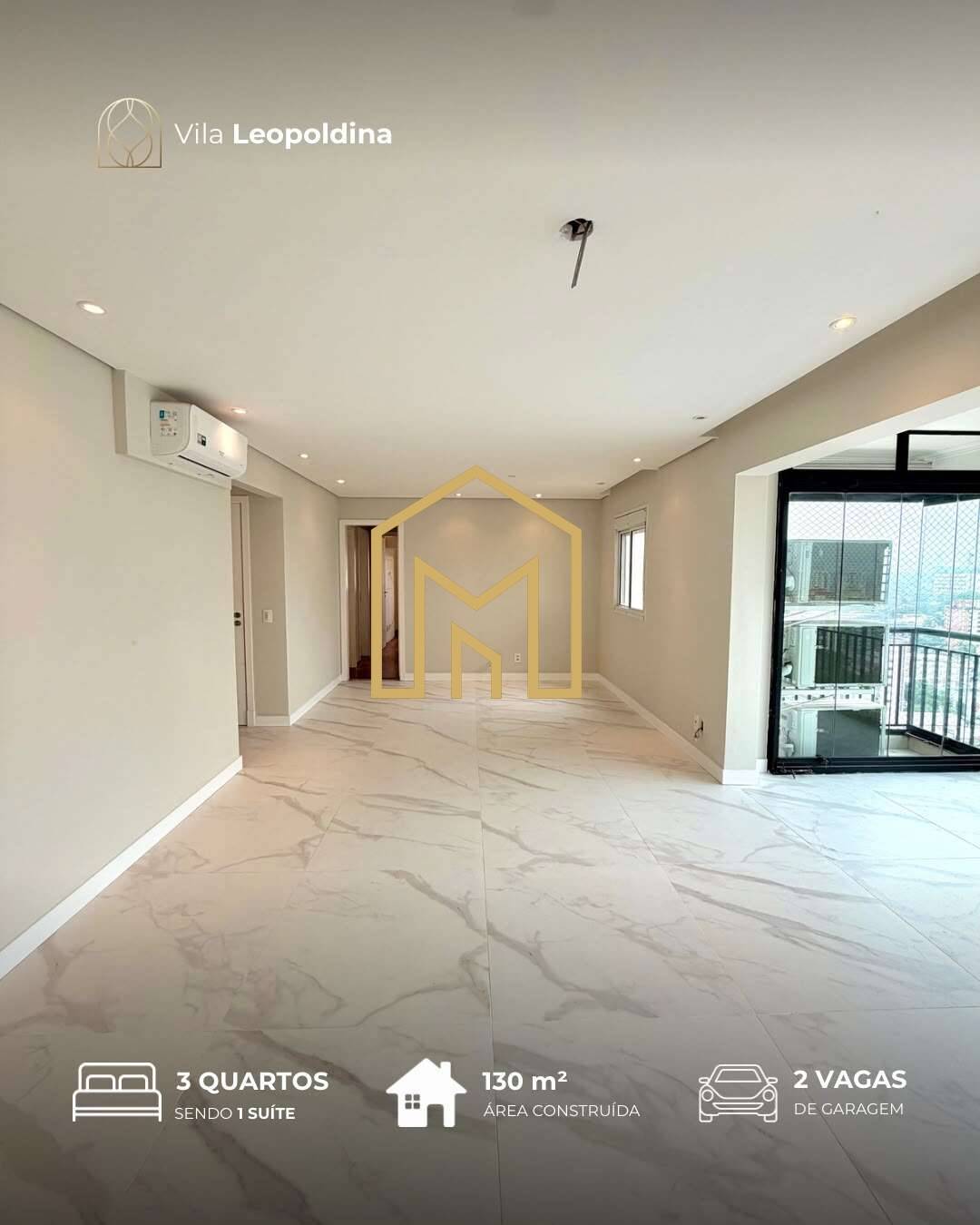 Apartamento reformado de 130 m² no Podium Vila Leopoldina | 3 dormitórios, 2 vagas e vista livre